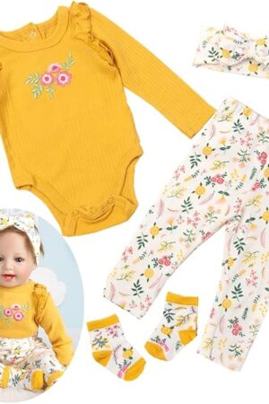 The Reborn Baby Girl Dolls Clothes 24 Inches Outfits Accessories 4pcs for 22"- 24" Reborn Dolls Baby Clothes Newborn
