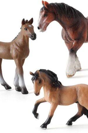 The Realistic 3 PCS Horse Farm Animal Figures Model Figurines Family Party Supplies Collection Desktop Decoration Development Set Cognitive Toy for Boys Kid Toddlers