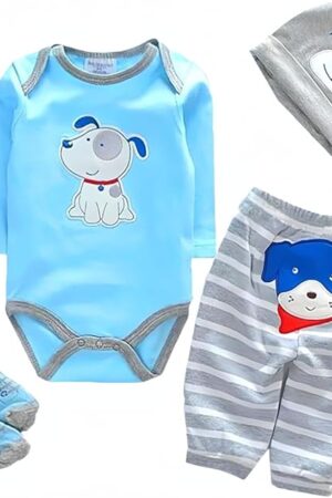 The Reborn Baby Dolls Clothes Accessories Outfit for 17-23 Inch Reborn Newborn Baby Doll Boy Clothing Set ?Super Cute Puppy Pattern 4pcs Set Blue 】