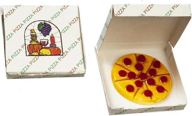 The Dollhouse Pepperoni Pizza in Box Miniature Take Away Fast Food Accessory 1:12