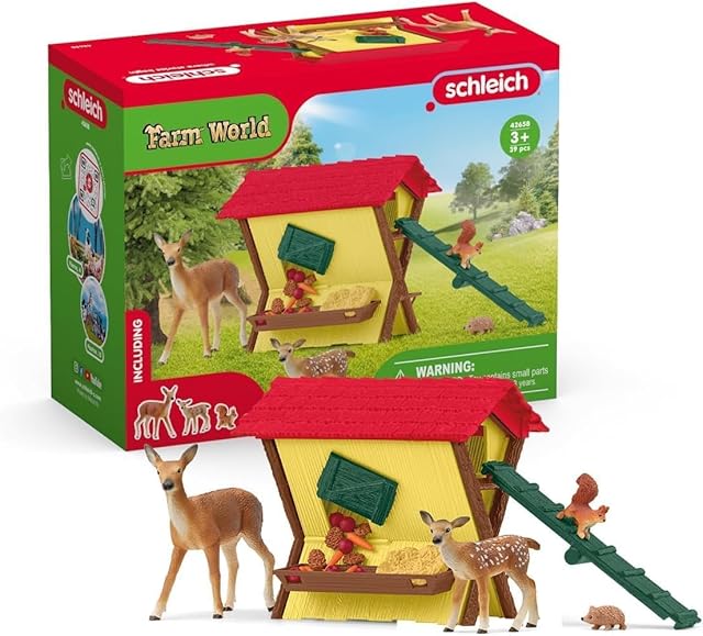 The Schleich Farm World - 39 Piece Feeding the Forest Animals Playset Toy with Deer, Fawn, Hedgehog, Squirrel Figures and Accessories - Fun, Educational Figurines for Boys and Girls - Kids Ages 3+