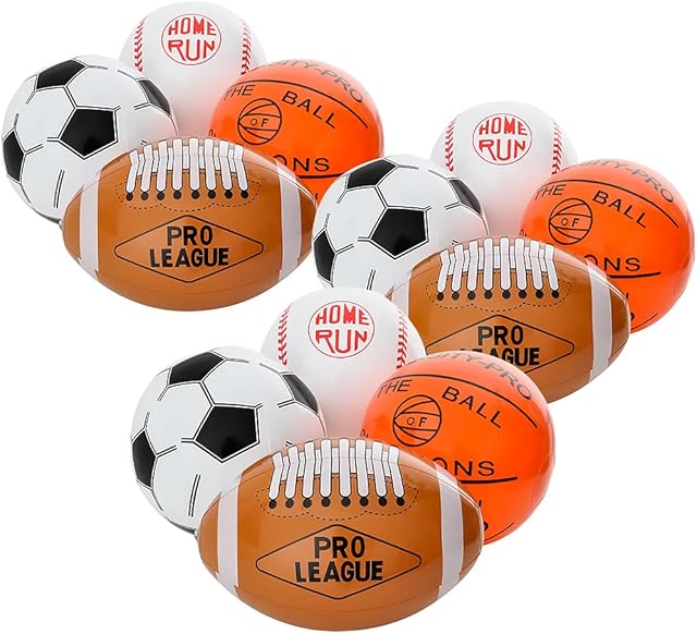 The Rhode Island Novelty 16 Inch Sports Ball Inflates, One Dozen Assorted