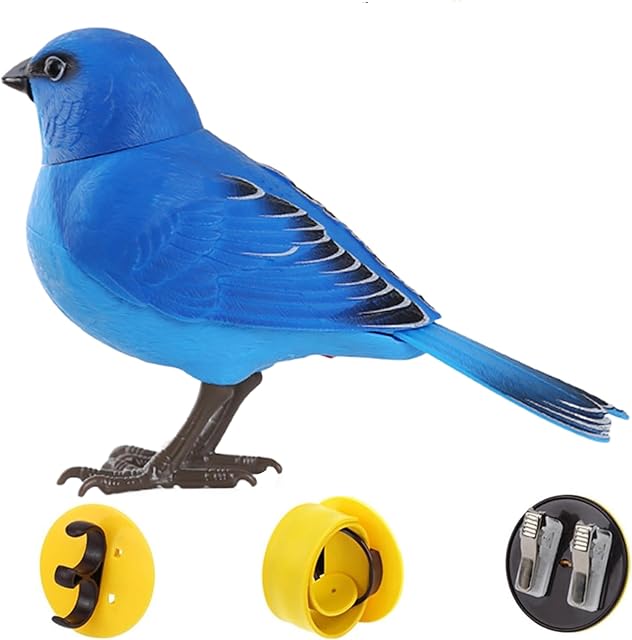 The Fake Birds Sound and Motion Activated Singing Birds with Movable Mouse and Head Battery Operated Simulation Bird Toy for Kids Toys Garden Decor No Battery, Motion Activated Singing