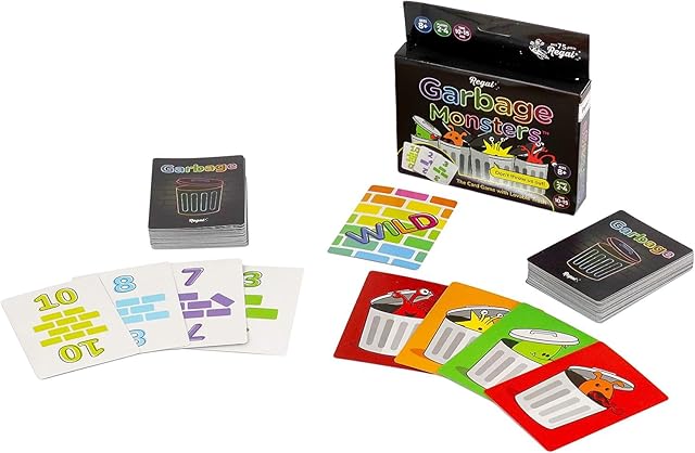 The Regal Games Garbage Monsters Card Game Set for Kids, Teens & Adults - 2-4 Player Fun Family Games - Travel Playing Cards (16 Garbage Monsters Cards)