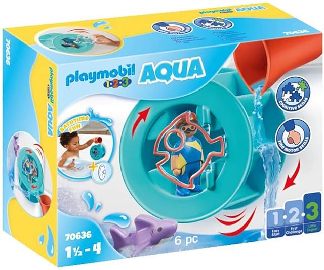 The Playmobil 1.2.3 Aqua Water Wheel with Baby Shark