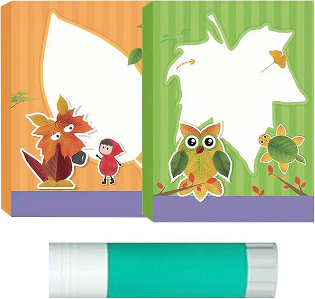 The DIY Creative Leaf Art Craft Kit for Kids, Handmade Autumn Leaf Craft Set, Creative Art Project Kit, Fun Educational Activity Supplies, For Toddler Children Teens Girls Classroom Home(Green+Yellow)