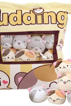 The Plush Pillow Throw Pillow,Removable Fluffy Animal Dolls,Soft Animals Doll Toy,Gifts Plush Cotton Stuffed Animals Pillow for Girls Kids,Sofa Chair Decorative Pillow,8 Cute Cat,Yellow Cat Pudding