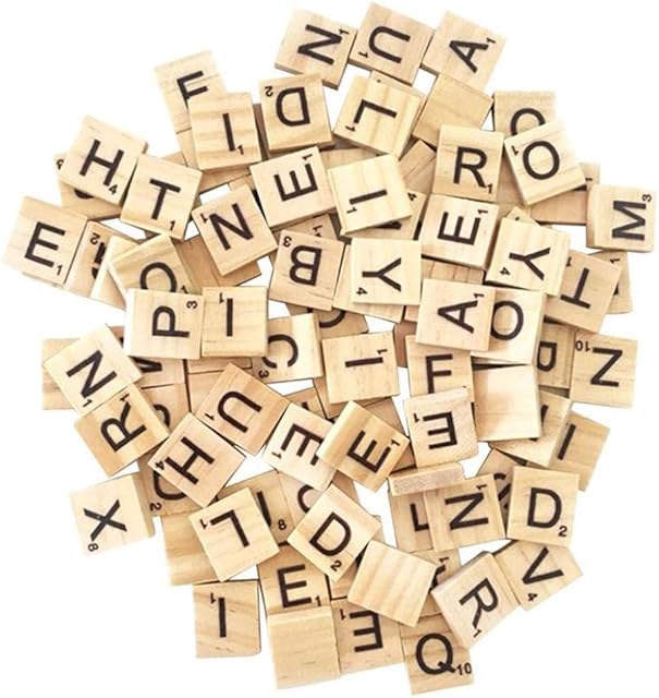 The 1000PCS scrabble letters for crafts - DIY wood gift decoration - making alphabet coasters and scrabble crossword game wood letter tiles/wooden scrabble tiles A-Z capital letters for crafts, pendants,