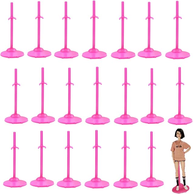 The Toy Stand Support for Dolls & Action Figures, 20 PCS Prop Up Mannequin Model Display Holders, 11" to 13" Dolls Accessories, Pink Rose