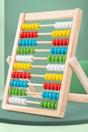 The Preschool Math Learning Toys, 10-Row Wooden Framed Abacus with Multi-Color Beads, Gift for Toddler Boys and Girls Aged 3 4 5 6 Years Old