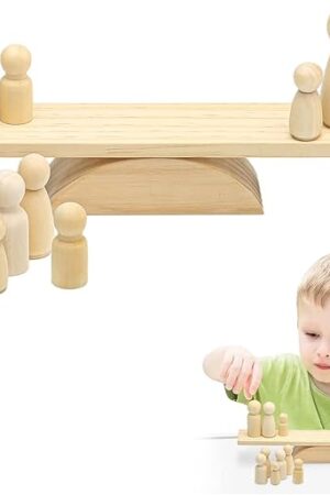 The Promise Babe Wooden Baby Toys Balance Counting Toys Math Games Unfinished Wooden Peg Dolls Preschool Learning Educational Montessori Toys for Kids Toddlers