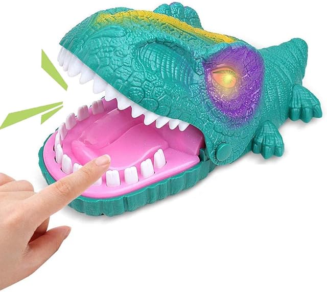 The Snappy Dinosaur Dentist Classic Bite Finger Game Dino Toy Funny Family Party Tabletop Board Game with LED Light and Sound