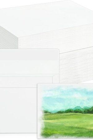 The Prudiut 60 Sets Watercolor Paper with Envelopes, 140 lb/300 GSM NOT FOLDABLE Watercolor Paper Cards Blank Watercolor Postcards for Greeting Cards, Wedding Invitations, Thank You Card