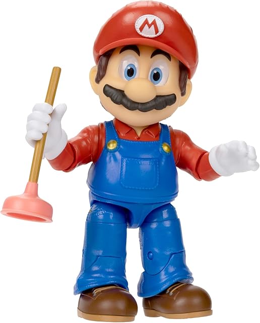 The THE SUPER MARIO BROS. MOVIE - 5 Inch Action Figures Series 1 – Mario Figure with Plunger Accessory