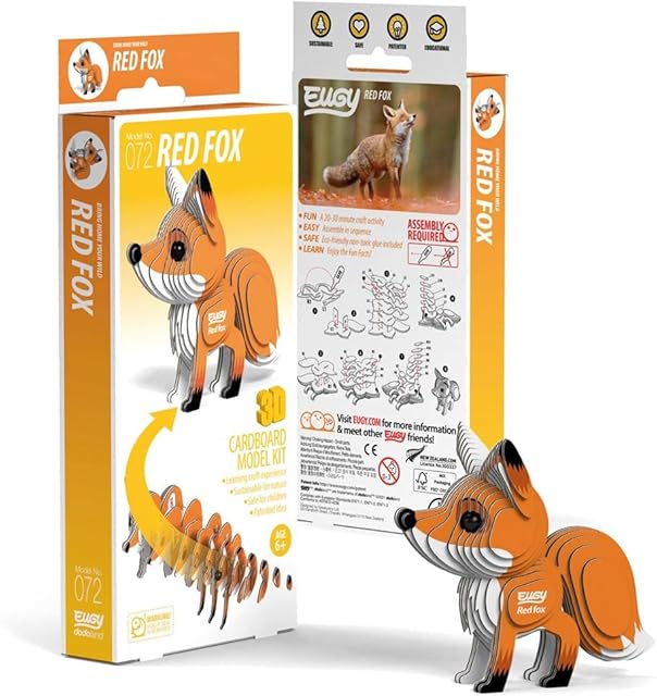 The Eugy Red Fox 3D Puzzle, 30 Piece Eco-Friendly Educational Toy Puzzles for Boys, Girls & Kids Ages 6+