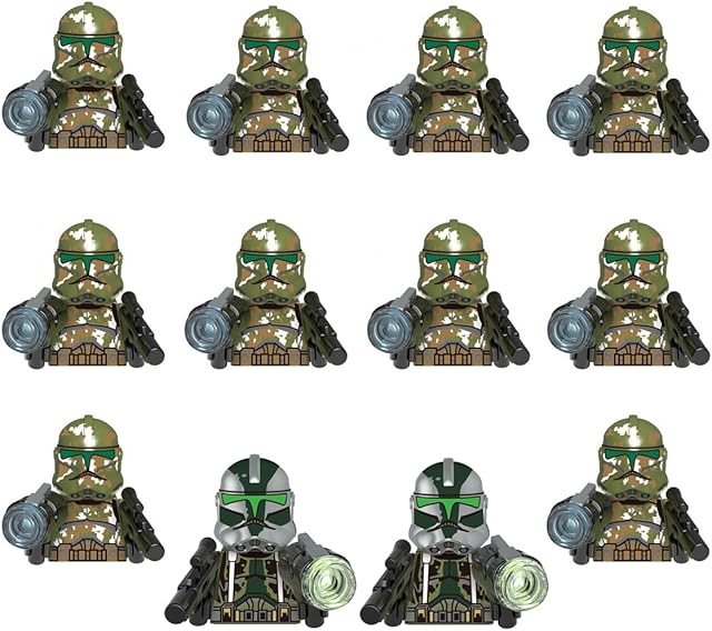 The 12-Piece Clone Trooper Playset, Space War Mini Building Set, Clone Trooper Figure with Weapons(2-Inch), Best Gift for Kids Over 15 Years Old (Green)