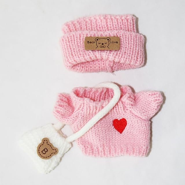 The 17cm Labub Doll Costume Set,Boy and Girl Hats and Clothing Accessories,Dressing up Cute Clothes with Unique Styles(Pink Without Dolls)