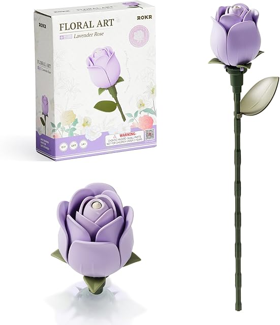 The ROKR 3D Flower Puzzles for Adults, DIY Flower Bouquets Building Block Set Toys, Floral Art Model Kit Crafts Kits to Build, Botanical Collection Gifts for Adults Women Teens 14+
