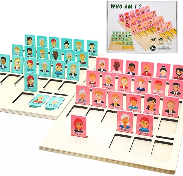 The Guess Game Wooden Board Who Am i Game Toy for 3+ Year Old Boys Girls,Guessing Cognitive Toy Logical Reasoning Games for Families,Puzzle Educational Travel Toys for Kids Ages 3 and Up