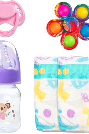 The Reborn Baby Dolls Bottles and Pacifiers and Dipers and Fidget Spinner Baby Doll Accessories 5 Pieces Set for 17-24 Newborn Baby Dolls