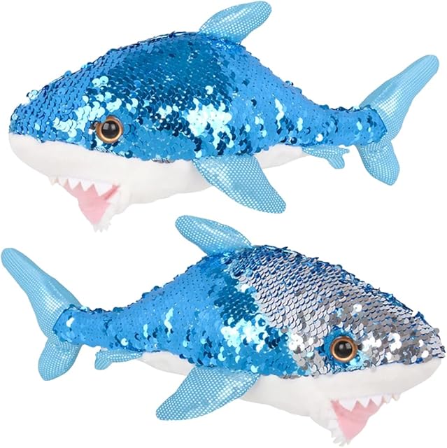 The Rhode Island Novelty Adventure Planet Reversible Mermaid Sequins Great White Shark 10" Plush