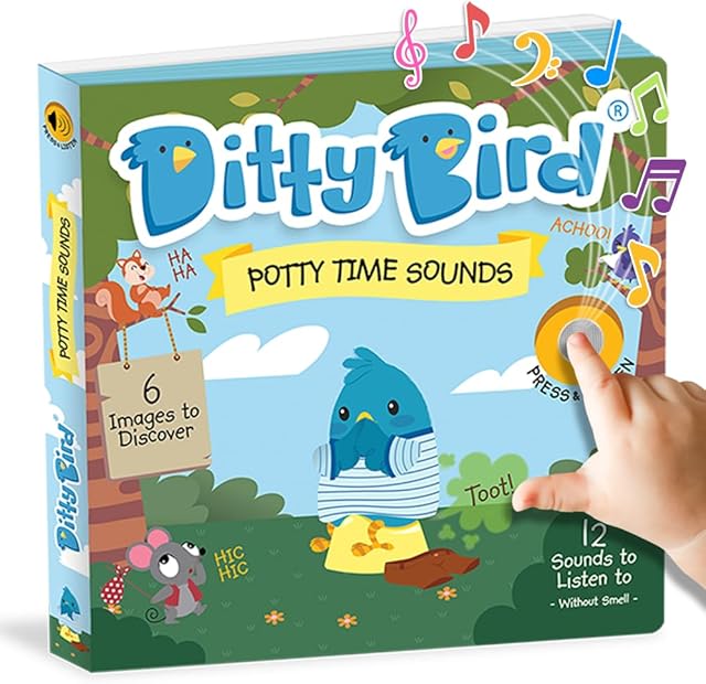 The DITTY BIRD Board Books for Toddlers 1-3 | Potty Time Sound Book |Toilet Training Nursery Rhyme Toys | Interactive Toddler Books for 1 Year Old to 3 Year Olds | Baby Sound Books with 12 Sounds