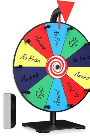The Prize Wheel, 12 Inch Spinning Wheel for Prizes, 10 Slots Color Prize Wheel Spinner with Stand, Table Spinning Wheel, Spin Wheel for Trade Shows, Carnivals, Spin The Wheel Game for Home Game