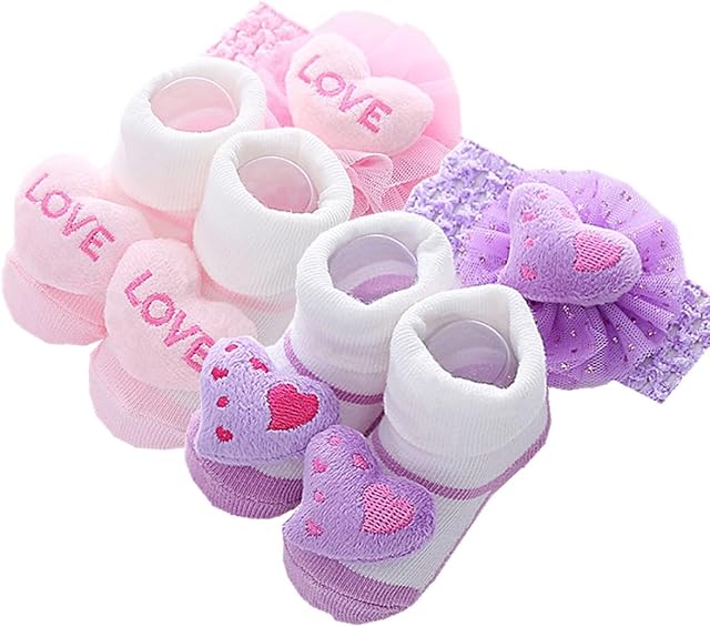 The Reborn Baby Doll Clothes Accessories 18-22 Inch Reborn Newborn Doll Clothing Headbands & Socks Sets 4 Pcs