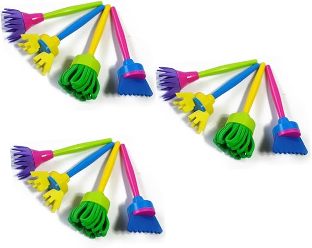 The STOBOK 12pcs Paint Sponge Painting Brush Boys and Girls Art Craft Supplies DIY Art Painting Tools Flower Stamp Sponge Brush Boys and Girls Safe Easy to Use