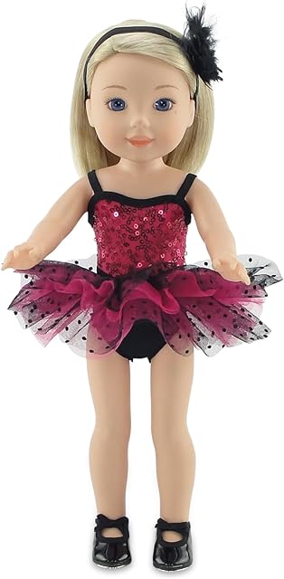 The Emily Rose 14.5 Inch Doll Clothes 5 Piece Jazz Ballet Ballerina Dance Recital Outfit, with Real Tap Shoes! | Gift Boxed! | Doll NOT Included | Compatible with Wellie Wishers Dolls | USA Business
