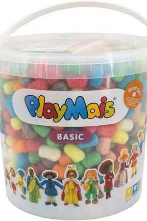 The PlayMais Basic 1000 Craft kit for Kids from 3 Years | Bucket Filled with 1000 Colored for Crafting | Natural Toy | stimulates Creativity & Motor Skills for Girls & Boys