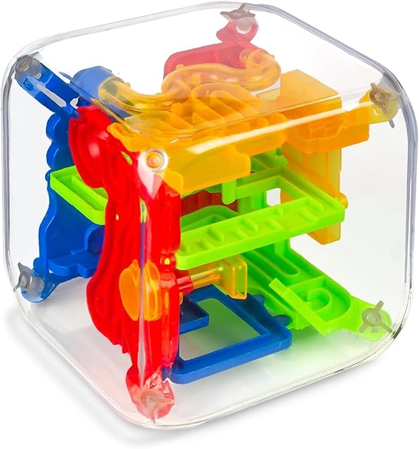The 3 otters 3D Puzzle Maze Cube, 72 Obstacles Puzzle Cube Interactive Maze Game with Education Toy for Kids 3+