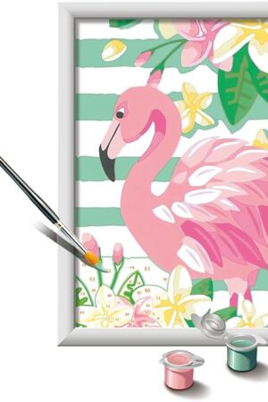 The Ravensburger CreArt Think Pink Paint by Numbers Kit for Kids & Adults - All-Inclusive DIY Painting Kit with Premium Canvas | Detailed Flamingo Artwork | Ideal for Beginners & Art Enthusiasts