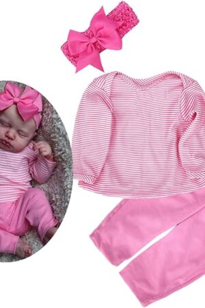 The Reborn Baby Doll Clothes Pink Outfits for 17-20 inch Reborn Dolls Girls Clothes Accessories