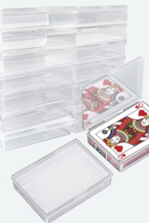 The Playing Card Deck Box, 16 pcs Plastic Empty Trading Card Case Holder, 3.8 x 2.7 x 0.8 Inch Clear Card Storage Organizer Containers Snap Closed for Bank Card Business Card Game Card Craft