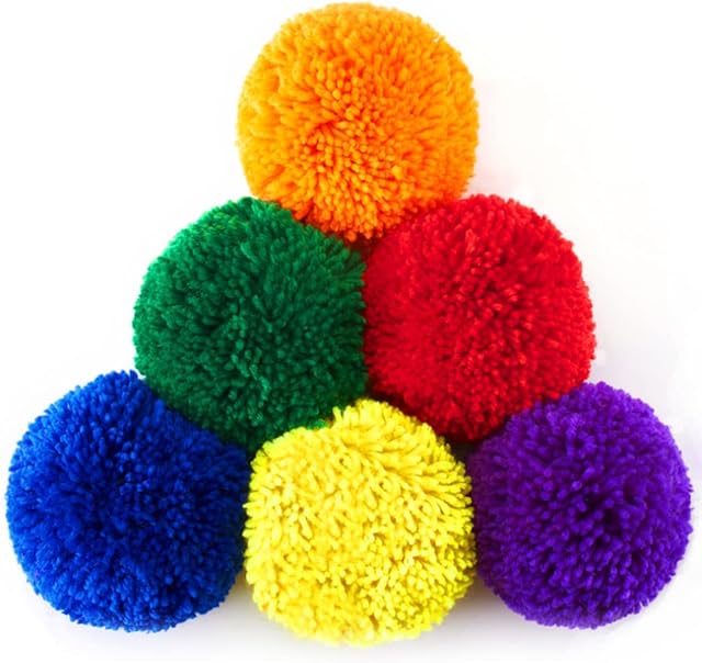 The 6-Pack Soft Fleece Balls Large 5-inch Dodgeball Playground Balls, Rainbow Pack Size for Dodge Ball, Handball, Camps and Schools