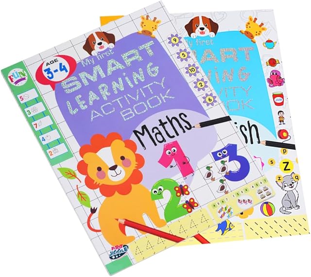The First Jiggle: Early Learners Smart Learning English & Math Activity Book Combo for Kids | 64 Pages Each | Fun Educational Workbook for 3-4 Year Olds | Develops Creativity & Foundational Learning