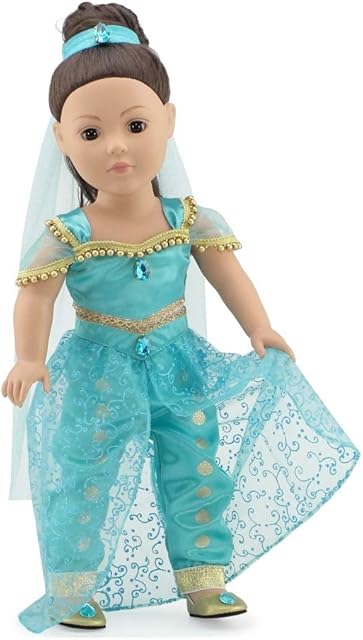 The Emily Rose 18 Inch Doll Stunning 4 Piece Jeweled Princess Costume Gift Set | Including 18" Doll Shoes and Hair Accessory! | Compatible with American Girl Dolls | USA Business