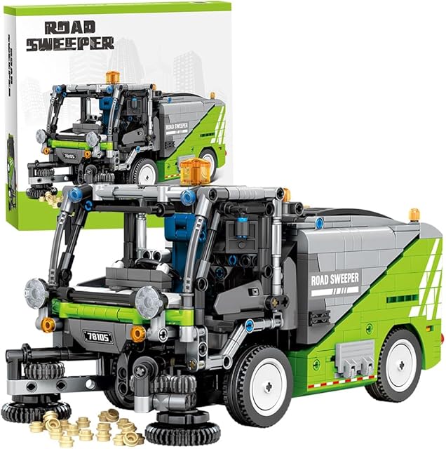 The RiceBlock City Sweeper Car Building Sets Toys Kit for Adult, Garbage Truck Building Car Model, A Gift for Boys 8-14, 899 Pieces