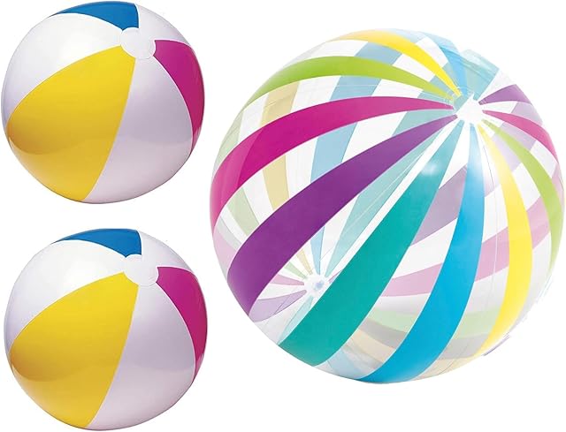 The Big Beach Ball Set for Summer, Rainbow Beach Balls for Swimming at The Pool or Beach, Set of 3