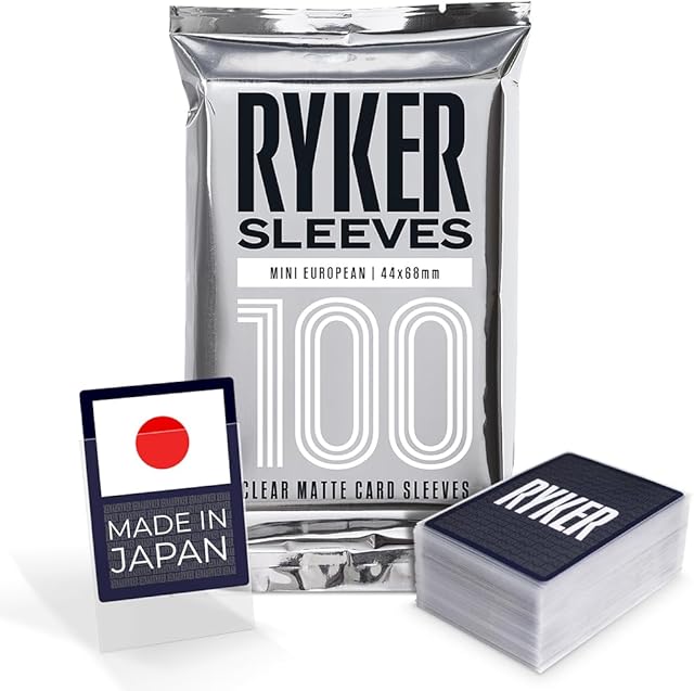 The Ryker Mini European Board Game Sleeves Card Protectors (100 Qty, Clear, 44x68 mm)
