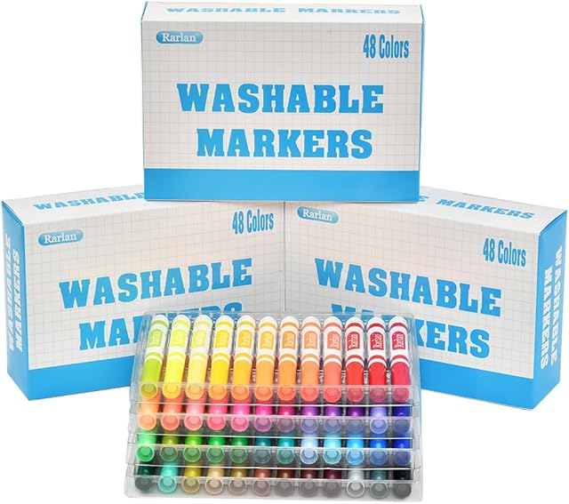 The Washable Markers Bulk, Markers for Kids, Bulk Pack, 48 Colors, 3 Boxes, 144 Count