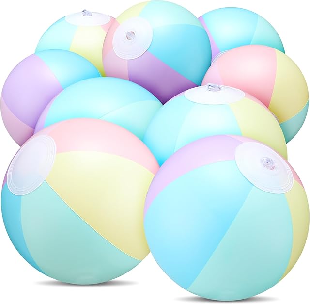 The 24 Pcs Inflatable Beach Balls Bulk Pastel Color Jumbo Big Macaron Beach Balls for Adults Summer Swimming Pool Water Games Party Favor(8 Inch)