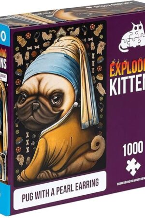 The Pug with a Pearl Earring Jigsaw Puzzle by Exploding Kittens - 1000 Pieces Jigsaw Puzzle for Adults, Teens, and Kids - Dog Puzzle, Funny Puzzle, Art Puzzle