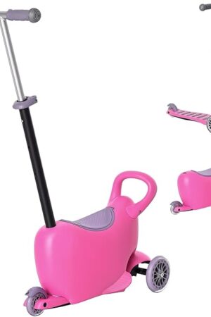 The Qaba 3-in-1 Ride On Push Car, Kids Scooter, Sliding Walker, Push Rider, with Adjustable Handlebar, 3 Balanced Wheels, Removable Storage Seat, for Boys and Girls Aged 2-6 Years Olds