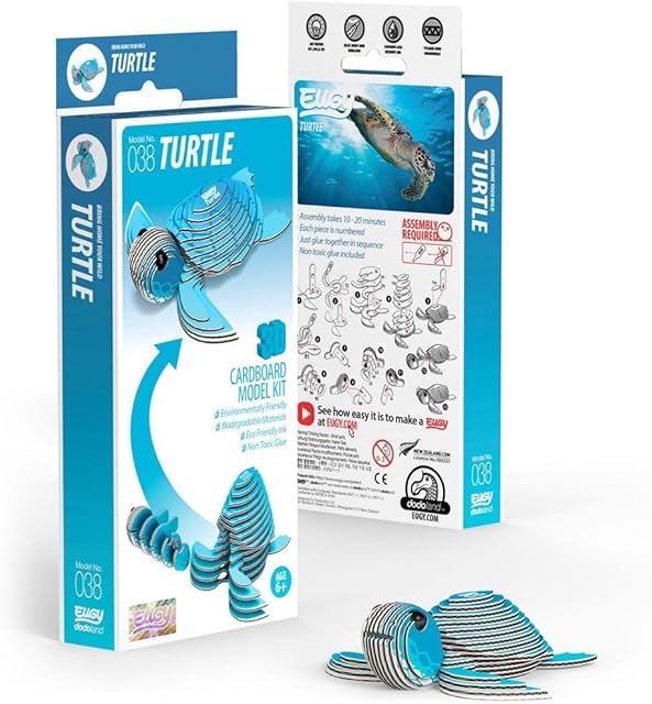 The Eugy Sea Turtle 3D Puzzle, 26 Piece Eco-Friendly Educational Toy Puzzles for Boys, Girls & Kids Ages 6+