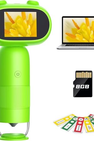 The Pocket Microscope for Kids with 2inch IPS Screen, Leipan 16MP Digital Microscope 1000X, 1080P Mini Microscope with 8 LEDs, Compatible with PC, Includes 8GB Card