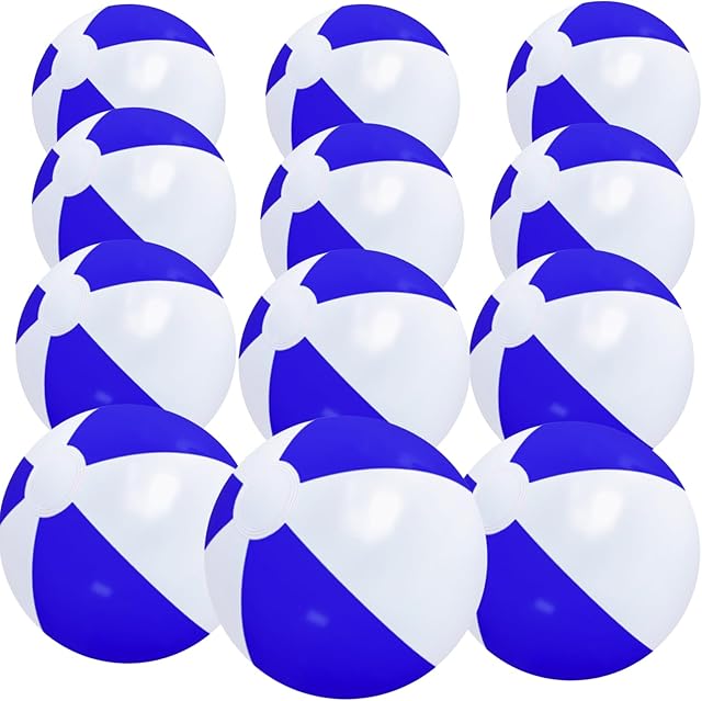 The 12" Beach Balls Bulk 12 Pack Inflatable Pool Ball for Kids Summer Water Games Party Supplies