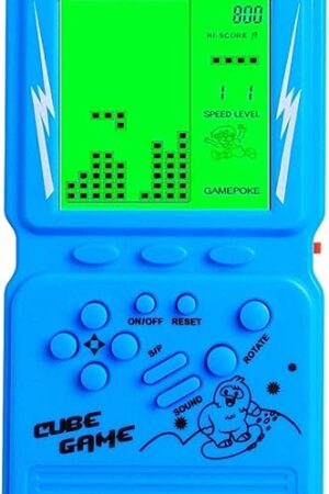 The Retro Brick Game Console Large Screen with Green Backlight Built-in 23 Multi-Mode Block Games Classic Nostalgia Speed and Difficulty Adjustable Powered by 2 AA Batteries (Blue)