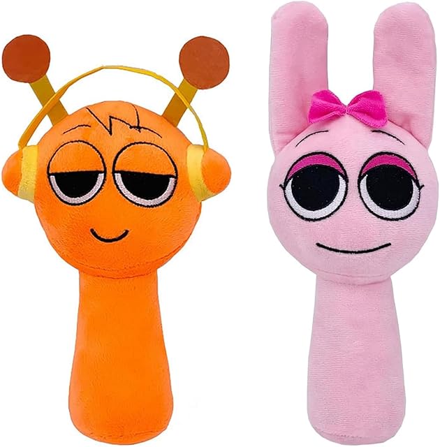 The Sprunky Plush Toys Sprunky Wenda and Gray Plushies Sprunky Plushes Soft and Funs Stuffed Toys Dolls for Fans and Friends Birthday for Girls Boys (Orange+Pink)